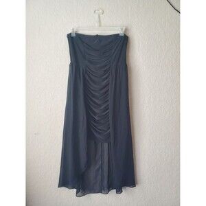 Bluebell Black Strapless High Low Dress 3XL Ruched Bodice Chiffon Plus Size VTG